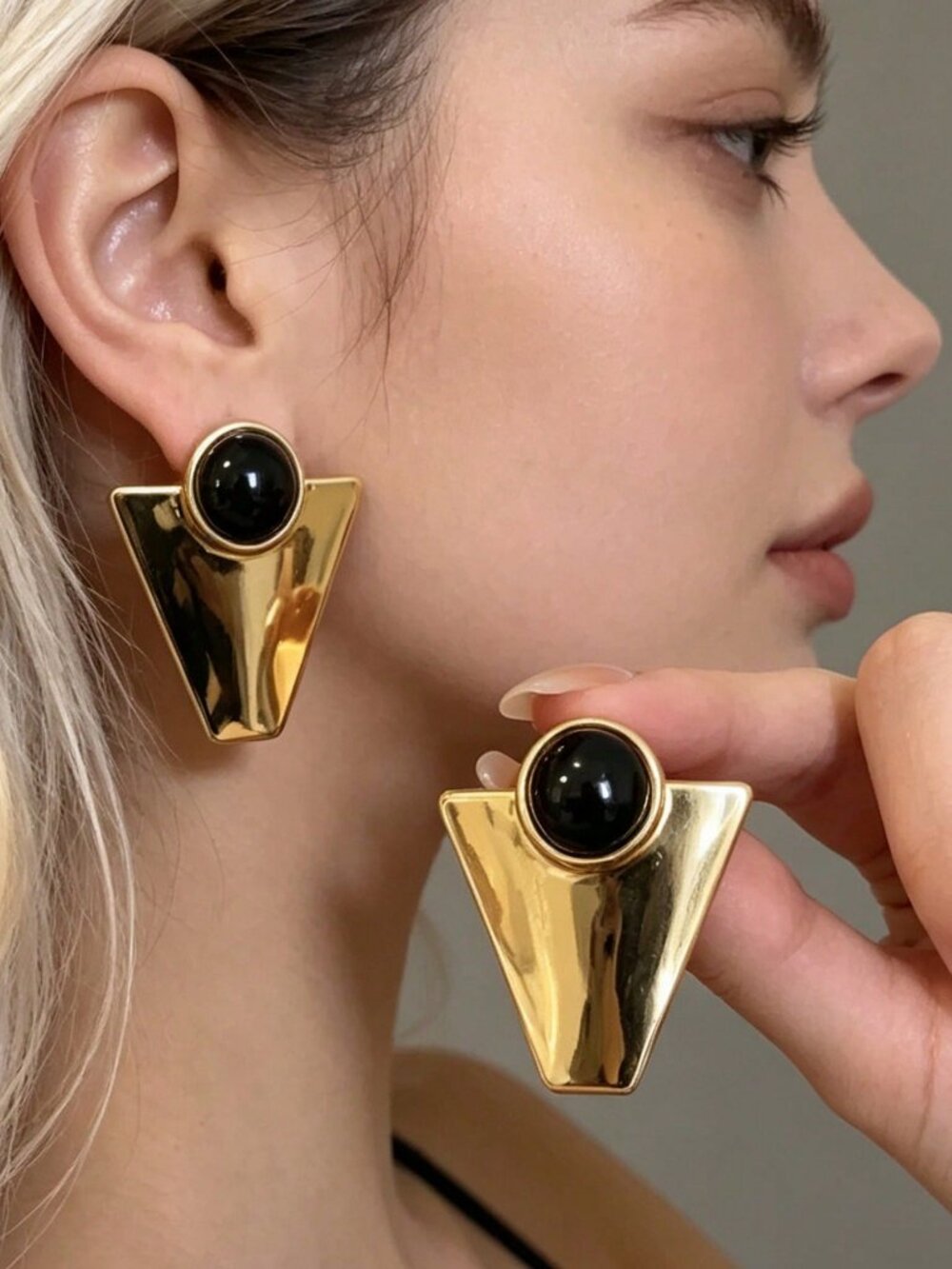 Multicolor Casual Women's stone center Geometric Asymmetrical Stud Earrings